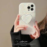 Glitter Shell Love Heart Holder Case For iPhone Dreamy Acrylic Soft Bumper
